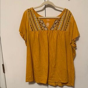 St. John's Bay Yellow Embroidered Top